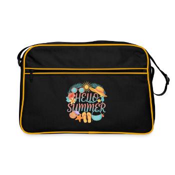 Hello Summer Tropenprint Strand-Accessoires - Retro Tasche - Schwarz/Gold - Vorne
