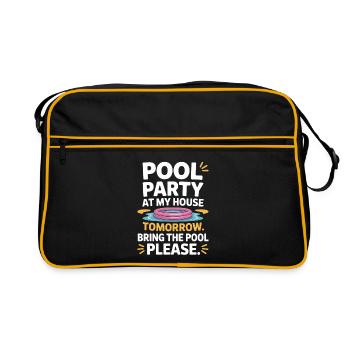 Fête à la piscine Amenez la piscine Fête d’été à la piscine en remarque - Sac Retro - noir/or - Devant