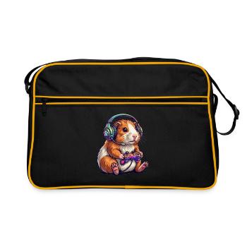 Hamster gamer aux couleurs néon cochon d’Inde - Sac Retro - noir/or - Devant