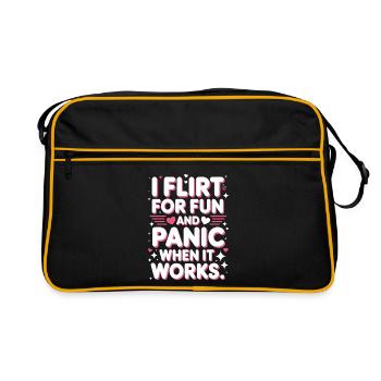 I Flirt For Fun Panic When It Works Flirten Single - Retro Bag - black/gold - Front