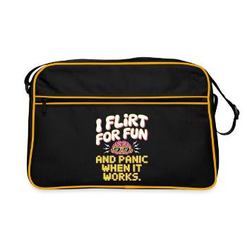 I Flirt For Fun Panic When It Works Flirten Single - Retro Bag - black/gold - Front