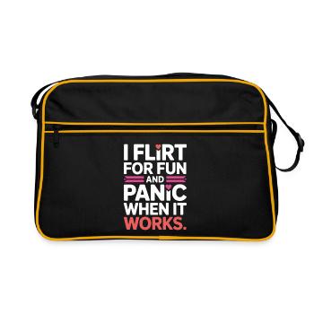 I Flirt For Fun Panic When It Works Flirten Single - Retro Bag - black/gold - Front