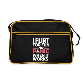 I Flirt For Fun Panic When It Works Flirten Single - Retro Bag - black/gold - Front