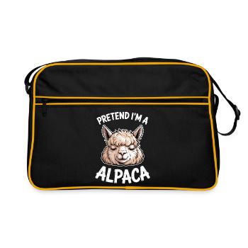 Alpaka Sprüche Alpaka Lustiges Alpaka Geschenk - Retro Tasche - Schwarz/Gold - Vorne