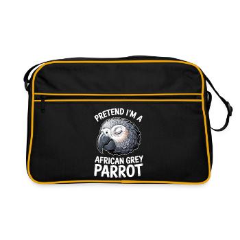 Graupapagei Sprüche Lustiges Graupapagei Geschenk  - Retro Tasche - Schwarz/Gold - Vorne
