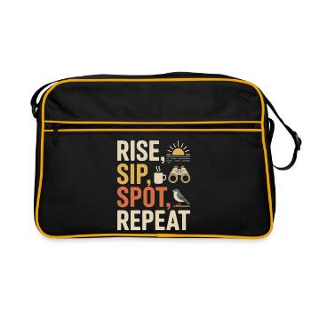 Get up, drink, observe, repeat - Retro Bag - black/gold - Front