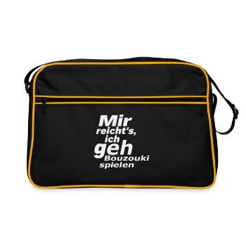 Bouzouki Ich geh Spielen Hellas Fun Greek - Retro Tasche - Schwarz/Gold - Vorne