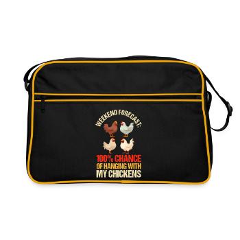 Farmer Rooster Flock Poultry Forecast Chicken - Retro Bag - black/gold - Front