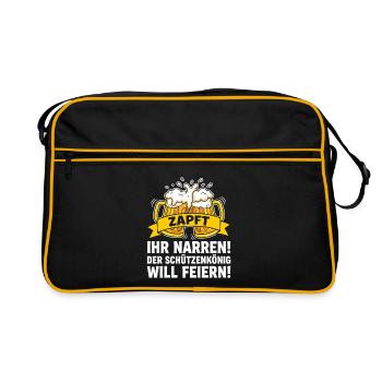 Zapft Ihr Narren – Schützenfest Stimmung - Retro Tasche - Schwarz/Gold - Vorne