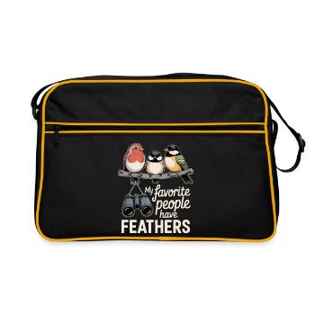 Mes personnes préférées ont des plumes - Sac Retro - noir/or - Devant
