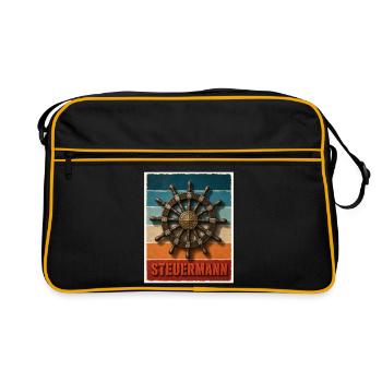 Steuermann mit dem Schiff Steuerrad Schiff Kapitän - Retro Tasche - Schwarz/Gold - Vorne