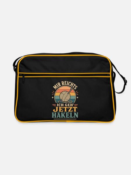 Mir Reichts Ich Geh Jetzt Häkeln Vintage Spruch - Retro Tasche - Schwarz/Gold - Vorne