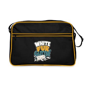 White German Shepherd Dog Mom Gift, White Fur Glit - Retro Bag - black/gold - Front