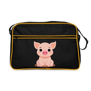Petit cochon mignon - Sac Retro - noir/or - Devant