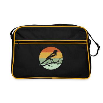 Oiseau pie animal - Sac Retro - noir/or - Devant