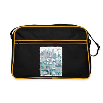 Silhouette aquarelle de New York - Sac Retro - noir/or - Devant