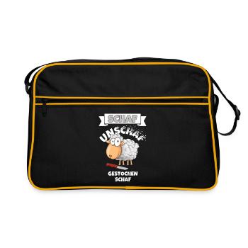 Schaf Unschaf Gestochen Schaf Wortspiel - Retro Tasche - Schwarz/Gold - Vorne
