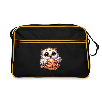 Weise Schneeeule Italienisch Lasagne - Retro Tasche - Schwarz/Gold - Vorne