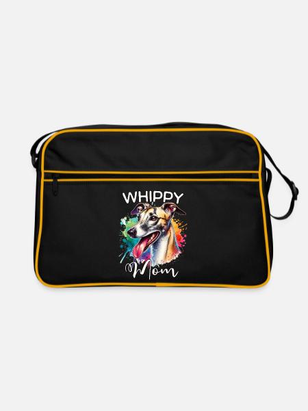 Windhund Mama - Retro Tasche - Schwarz/Gold - Vorne