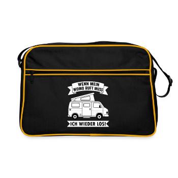 Wenn mein Wohnmobil ruft muss ich wieder los  - Retro Tasche - Schwarz/Gold - Vorne