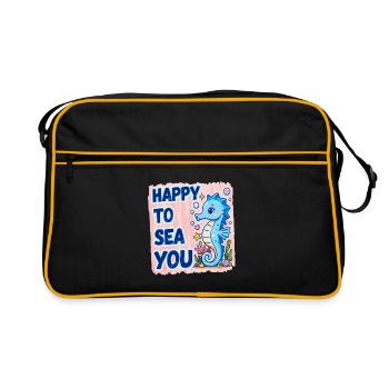 Heureux de mer, Hippocampe de mer, amour de mer - Sac Retro - noir/or - Devant