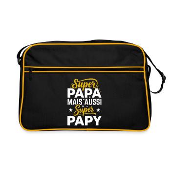 Super Papa Mais Aussi Super Papy Cadeau - Sac Retro - noir/or - Devant