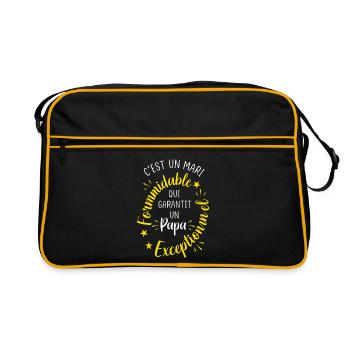 Mari Formidable Papa Exceptionnel Cadeau - Sac Retro - noir/or - Devant