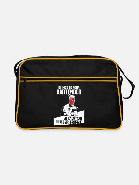 Kellner Barkeeper Ober Bar Bartender barchef - Retro Tasche - Schwarz/Gold