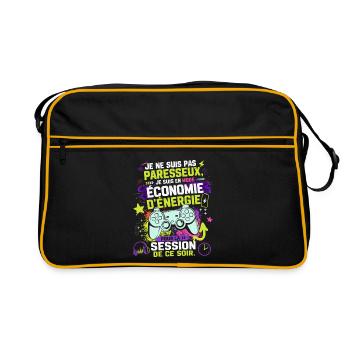 Gamer En Mode Économie D'Énergie - Humour games - Sac Retro - noir/or - Devant