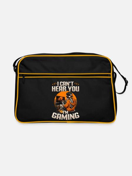 Skeleton Gamer Gaming Halloween - Retro Tasche - Schwarz/Gold