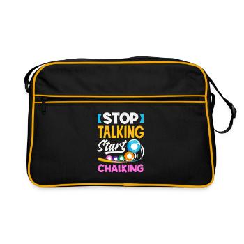 Hör Auf Zu Reden Fang An Zu Kreiden Billard Pool - Retro Tasche - Schwarz/Gold - Vorne