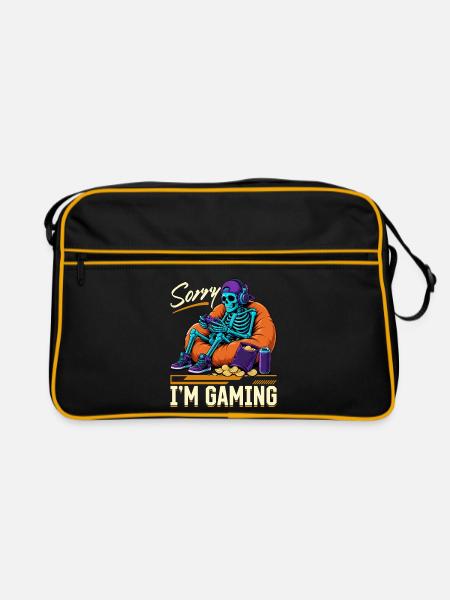 Skeleton Gamer Gaming Halloween - Retro Tasche - Schwarz/Gold