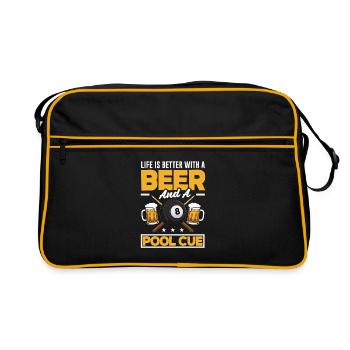 Leben Ist Besser Mit Bier Und Billard Queue - Retro Tasche - Schwarz/Gold - Vorne