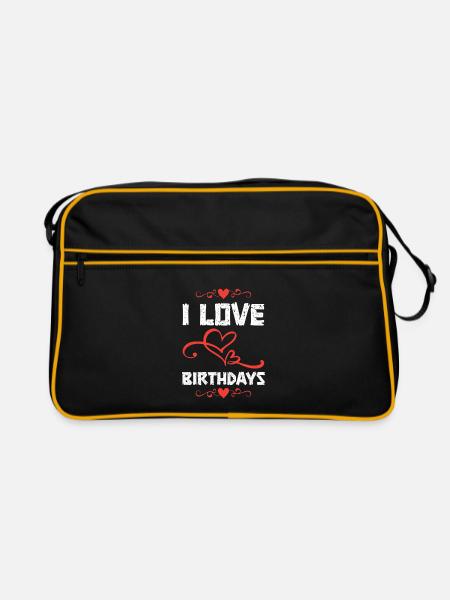 I Live Birthdays Shirt - Retro Tasche - Schwarz/Gold