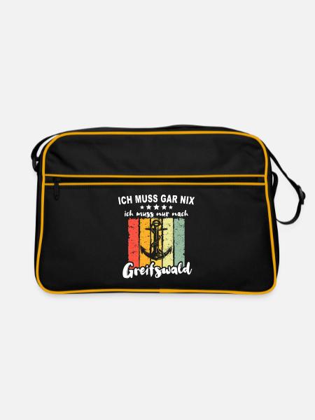 Greifswald Sprüche - Retro Tasche - Schwarz/Gold