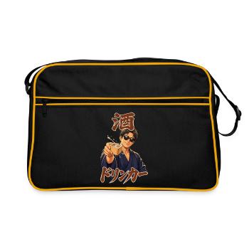 Sake Drinker - Retro Tasche - Schwarz/Gold - Vorne