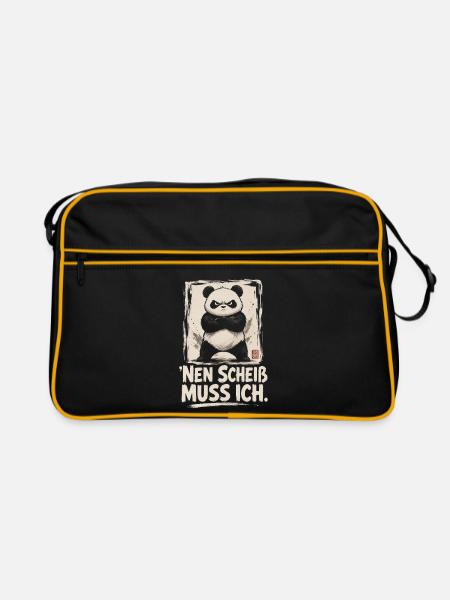 Panda Spruch Nen Scheiß Muss Ich - Retro Tasche - Schwarz/Gold