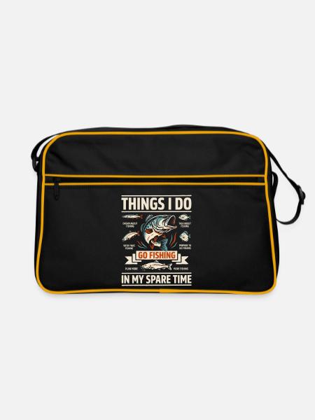 Dinge, die ich in meiner Freizeit angeln gehe - Retro Tasche - Schwarz/Gold