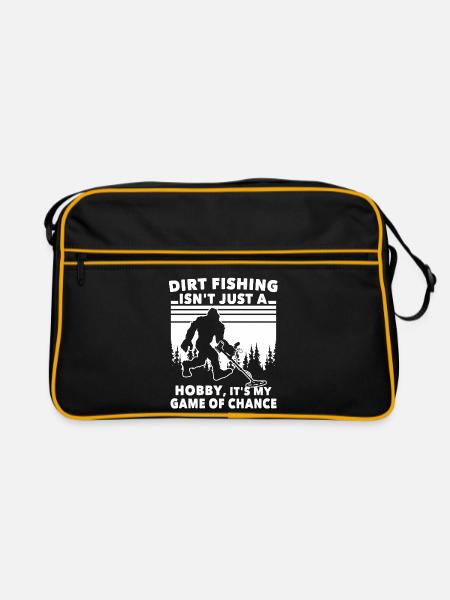 Dirt Fishing Big Foot - Retro Tasche - Schwarz/Gold