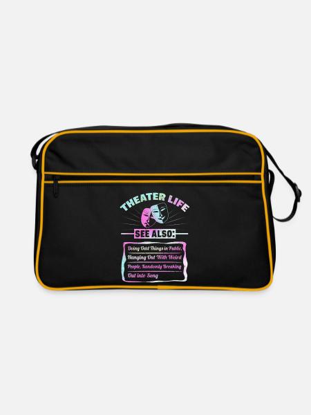 Theater Leben Lustig Schauspieler Drama Musical - Retro Tasche - Schwarz/Gold