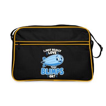 Ich liebe Blimps – fröhliche Luftschiff-Karikatur - Retro Tasche - Schwarz/Gold - Vorne