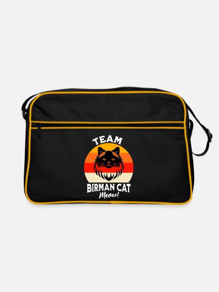 Team Birma Katze - Retro Tasche - Schwarz/Gold