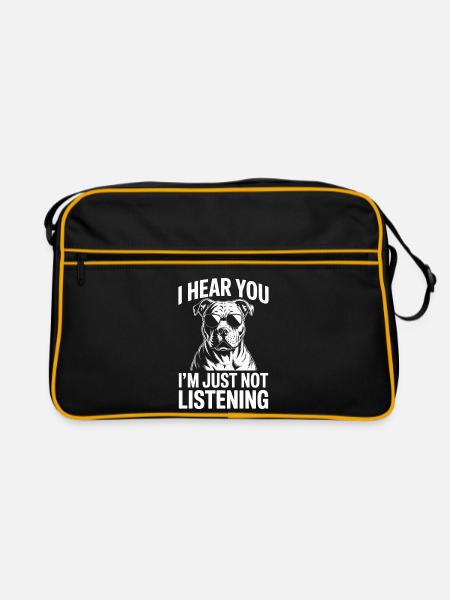 American Pitbull Terrier Spruch Pitbull Geschenk - Retro Tasche - Schwarz/Gold