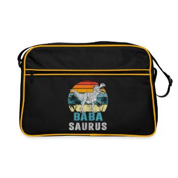 Baba Saurus T-Rex Papa Sonnenbrille Geschenk - Retro Tasche - Schwarz/Gold - Vorne