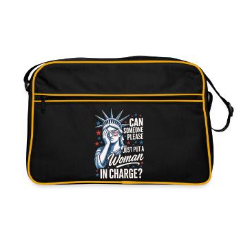  Put A Woman In Charge Statue Of Liberty Facepalm - Retro Tasche - Schwarz/Gold - Vorne
