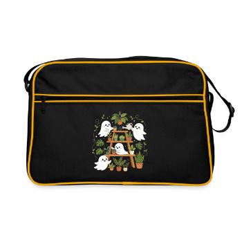  Niedliche Geister Beim Gärtnern Mit - Retro Tasche - Schwarz/Gold - Vorne