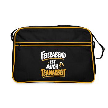 Feierabend ist auch Teamarbeit – Bürohumor - Retro Tasche - Schwarz/Gold - Vorne