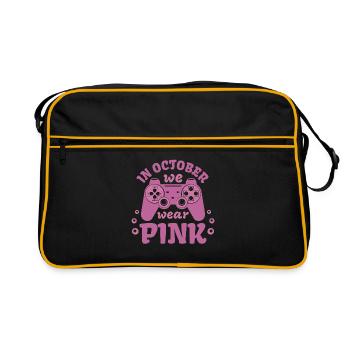 Octobre Rose Gaming Wear Pink October Gamer Krebs - Retro Tasche - Schwarz/Gold - Vorne