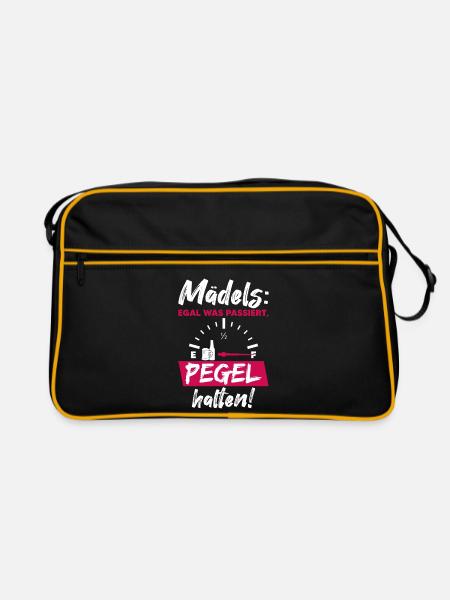 Mädels Bier Pegel Party Lustiger Spruch - Retro Tasche - Schwarz/Gold