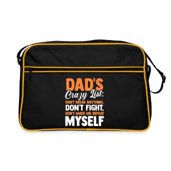 Dads Rules Dont Break Anything Father - Retro Tasche - Schwarz/Gold - Vorne